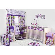 Bacati Botanical Girls 10-Piece Nursery-in-A-Bag Crib Bedding Set with Long Rail Guard, Purple