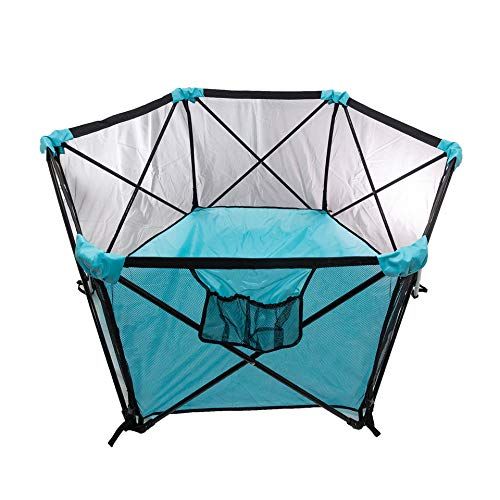 BigLittles Blue Portable Pop and Play, Playpen for Baby, Babies, Toddler and Childs! Playard with 6 Panels, for Indoor and Outdoor, Safety Tent for Travel, Super Retractable Playyard, Playpen