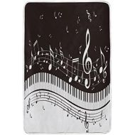 ALAZA Stylish Music Note with Piano Keys Polyester Microfiber Soft Warm Throw Blanket Bed Couch Sofa for Indoor Outdoor 60 X 90 inches
