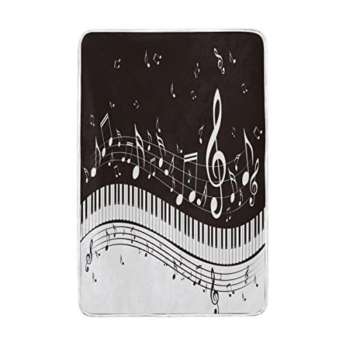  ALAZA Stylish Music Note with Piano Keys Polyester Microfiber Soft Warm Throw Blanket Bed Couch Sofa for Indoor Outdoor 60 X 90 inches