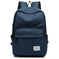 Mn&Sue Unisex Casual Waterproof Nylon School Bag Laptop Backpack Travel Daypack (Navy Blue)