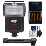 Vivitar SF-4000 Auto Bounce Zoom Slave Flash with Bracket + AA Batteries & Charger + Cleaning Kit for Nikon 1 J1, J2, J3, S1, V2, V3 Digital Cameras