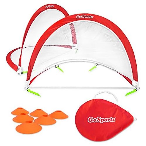  GoSports Foldable Pop Up Soccer Goal Nets, Set of 2, With Agility Training Cones and Portable Carrying Case for Kids & Adults (Choose from 2.5, 4 and 6 sizes)