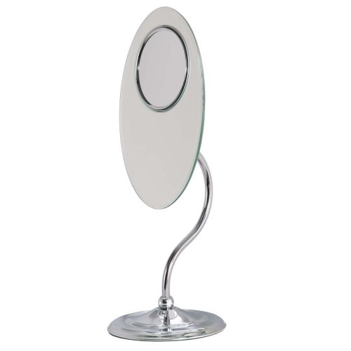  Zadro Oval Tri-Optics Beveled Pedestal Mirror, Chrome