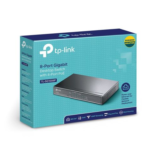  TP-LINK TP-Link 16-Port Gigabit PoE+ Easy Smart Managed Switch with 110W 8-PoE Ports | Unmanaged Plus | Plug and Play | DesktopRackmount | Metal | Lifetime (TL-SG1016PE)