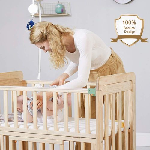  AFUNTA 37 Inch Double Screw Crib Mobile Bed Bell Holder with Music Box, DIY Toy Decoration Hanging Arm Adjustable Holder Bracket Baby Bed Stent Set Nut Screw