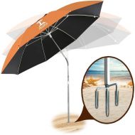 AosKe Portable Sun Shade Umbrella, Inclined, Heat Insulation, Antiultraviolet Function, Commonly Used In Garden, Beaches, Fishing Essential - Orange