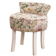 Safavieh ZDY Shabby Chic Chair/Dressing Stools/Baroque Piano Chair/Makeup Stool/Padded Bench Chair, Solid Wood Legs/Upholstered, for Dressing Room/Living Room/Bedroom/Restaurant.