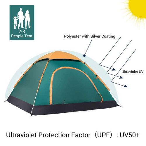  Anchor Pop up Tent, 2-3 Person Instant Tent Lightweight Automatic Portable Tent Backpacking Tent Waterproof Sun Shelter for Outdoor Indoor Family Camping Backpacking Picnic Beach