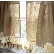 Casa Rustica Burlap Lace Cafe Curtains