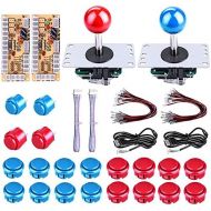 FOME Arcade DIY Parts, Arcade Buttons Kit Game Buttons Kit USB Encoder 2 Sets USB Computer Control Board Wire 2 x 5Pin Joysticks 4x24mm Push Button 16x30mm Buttons For Arcade Games