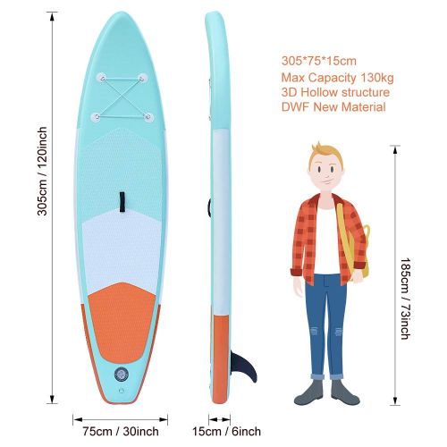 인플레터블 Inflatable DEERFAMY Stand Up Paddle Board 120x30x6inch SUP Board for All Round Touring with Storage Bag, Paddles, Fin, Leg Leash, Air Pump,Phone Pouch