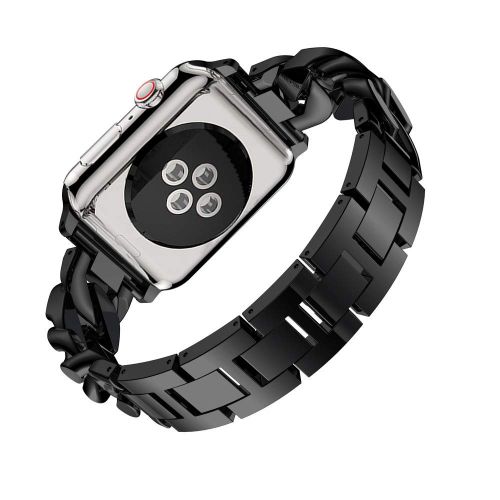  Cooljun Kompatibel Apple Watch Metall Armband 40mm, Edelstahl Armbander Ersatz Zubehoer fuer iWatch, Gliederarmband mit Kristall luxurioese Edition fuer Apple Watch Series 4 (40mm)