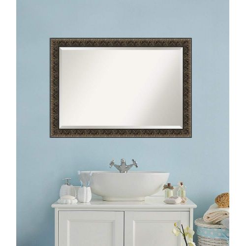  Amanti Art Vanity Bathroom Wall | Intaglio Embossed Black Frame | Solid Wood Mirror |, Glass Size 36x24,