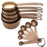 Bestton 11 Pcs Heavy Duty Copper Measuring Cups and Spoons Set Stainless Steel Baking Measurement Utensils, Weigh Liquid and Dry Ingredients