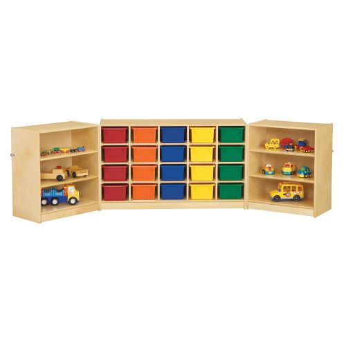  Jonti-Craft Kids Children Storage Organizer 20 Cubbie-Tray Triple Fold-n-Lock - with Colored Trays