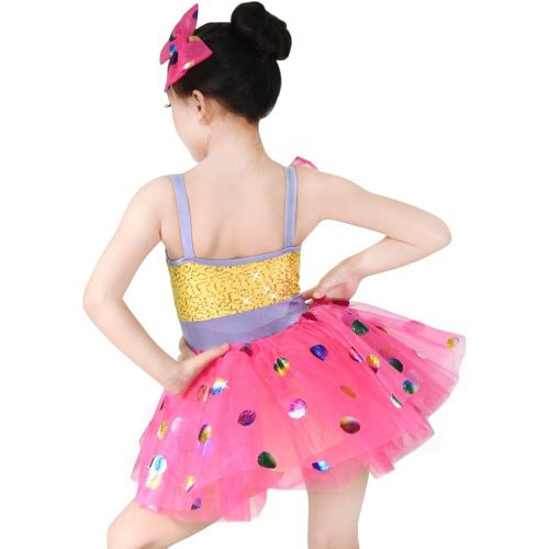  MiDee Ballet Costume Dance Dress for Children Camisole Sequin Polka Dots