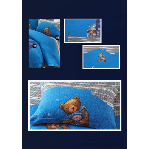  Aladdins Magic Lamp Teen Boys Bedding Set 4 PCS Twin Bed 100% Cotton-Serenade (4 ft Bed)