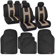 BDK EasyWrap Pro Seat Covers & Motor Trend FlexTough Rubber Floor Mats - Black/Gray w/Grey Liners