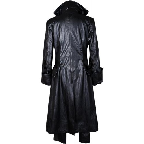  AGLAYOUPIN Adult Mens Black Gothic Leather Coat Costume Full Set Halloween