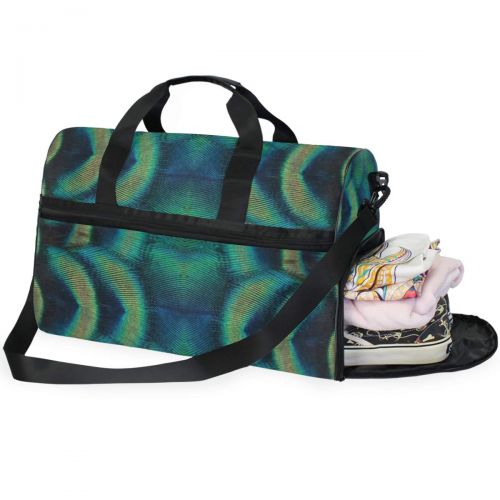  All agree Peacock Feather Gym Bags for Men&Women Duffel Bag Weekender Bag with Shoe Compartment