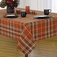 Newbridge Loden Autumn Plaid Thanksgiving Fabric Print Tablecloth, 100% Cotton, 70 Inch Round