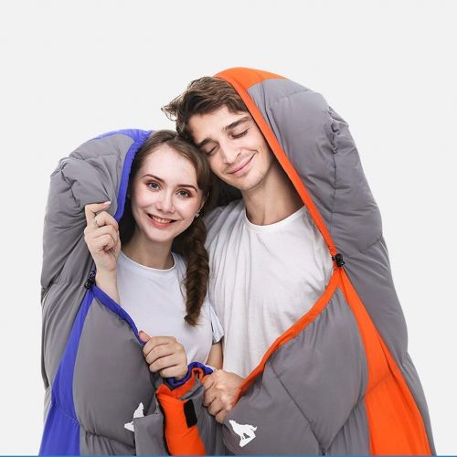  BABY Suede Sleeping Bag Adult Indoor Outdoor Autumn and Winter Thicken Down Cotton Individual (Color : Blue)