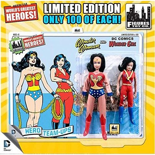 마텔 Mattel DC Wonder Woman Worlds Greatest Super Heroes Retro Two-Pack Series 3 Wonder Woman & Wonder Girl 8 Action Figure 2-Pack (Figures Toy Co.)