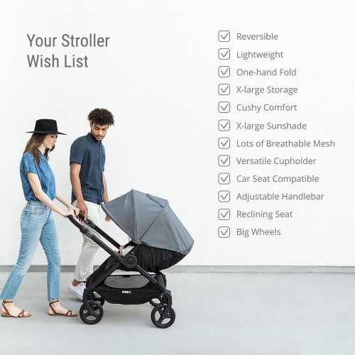 에르고베이비 Ergobaby Stroller, Travel System Ready, 180 Reversible with One-Hand Fold, Graphite