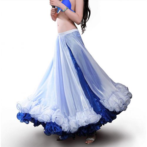  ROYAL SMEELA Belly Dance Skirt ATS Tribal Bellydance Voile Tiered Maxi Full Slit Skirt