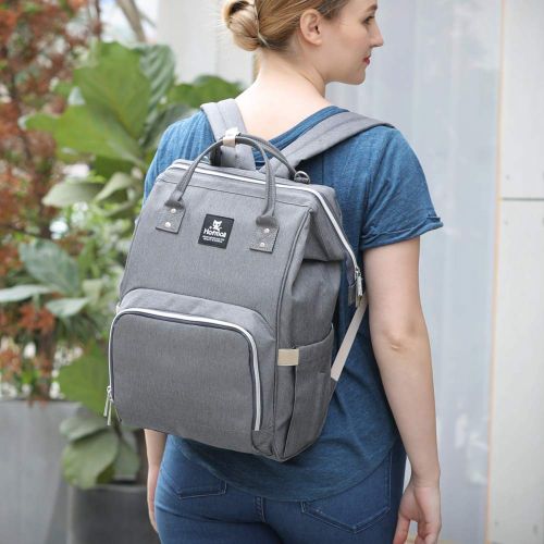  Hafmall Diaper Bag Backpack - Waterproof Multifunctional Large Travel Nappy Bag (Gray)