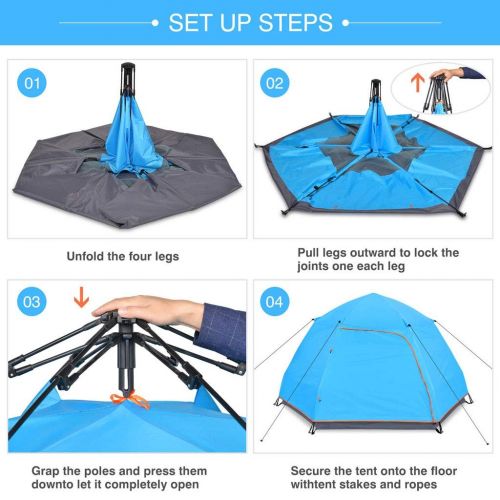  Anchor Instant Pop-Up 4 Person Tent for Camping Double Layer Family Camping Tent for 4 Seasons Waterproof