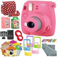 XPIX Fujifilm Instax Mini 9 Instant Film Camera (Flamingo Pink) & Deluxe Accessory Kit wSelfie Lens + Mini Album & Case + Films + Assorted Frames + More