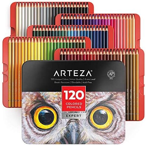  [아마존 핫딜] ARTEZA Colored Pencils, Professional Set of 120 Colors, Soft Wax-Based Cores, Ideal for Drawing Art, Sketching, Shading & Coloring, Vibrant Artist Pencils for Beginners & Pro Artis