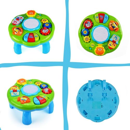  Style-Carry Learning Activity Table Baby Toys - Toddlers Educational Musical Desk Toys Piano Pat Drum Light Up Baby Infants (Green)