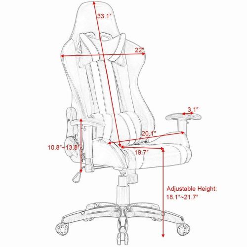 코스트웨이 COSTWAY HW55211GN Executive Racing Style High Back Reclining Gaming Chair Office Computer (Green)