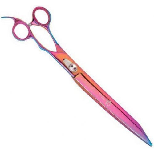  Geib Cobalt Steel Small Pet Straight Titan Poodle Grooming Shears with Titanium Coating, 8-12-Inch, Pink