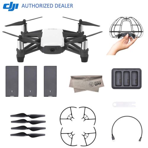 디제이아이 2018 DJI Tello Quadcopter Drone Boost Combo with HD Camera and VR, Comes 3 Batteries, Protective Cage, 8 Propellers, Powered by DJI Technology and Intel 14-Core Processor, Coding E