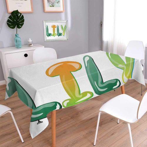  Warm Family Lily Dinner Picnic Table ClothColorful Popular Common English Girl Name Design with Balloons Party Festive Occasion Waterproof Table Cover for Kitchen 60x102 Multicolor