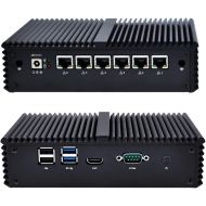 Qotom-Q510G6-S05 Pfsense Firewall Router Mini PC Support AES-NI with Intel Celeron 3855U Computer 6 NIC (8G DDR4 RAM + 1T SATA HDD + 150M WiFi)