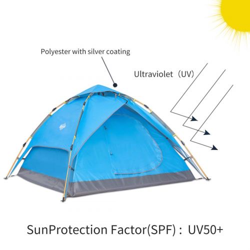  Wantdo 2-3 Person Automatic Instant Tent Pop Up Family Camping Tent Backpacking Tent Multi-Use Shelter UV Protected Waterproof for Outdoor Mountaineering Fishing Picnic Beach 4 Sea