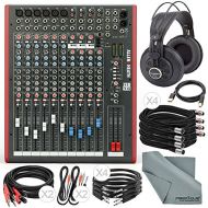 Photo Savings Allen & Heath ZED14 14-Channel Recording Live Sound Mixer with USB Interface and Deluxe Bundle w Semi-Open Studio Reference Headphones,13x Cables, Fibertique