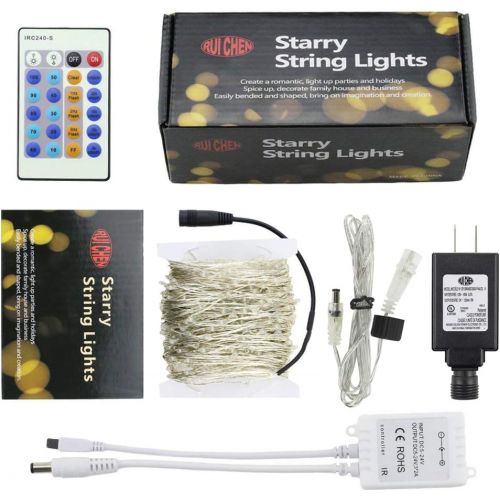  RUICHEN Dimmable Adapter Powered Fairy Lights, 165FT 500 LEDs Plug in Silver Copper Wire Decorative LED Starry String Lights with Remote Control for Wedding Christmas Party Bedroom