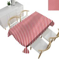 Familytaste Candy Cane,Tablecovers Rectangular Diagonal Red Lines Festive Christmas Celebration Themed Geometric Arrangement Oblong Wrinkle Resistant Tablecloth Red White 70x 102