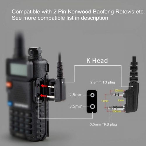  AbcGoodefg abcGOODefg 2 Pin G Shape Security Clip-Ear Earphone Headset for Retevis Kenwood PUXING Baofeng UV5R UV82 888S H777 Radio with PTT MIC (10 Pack)
