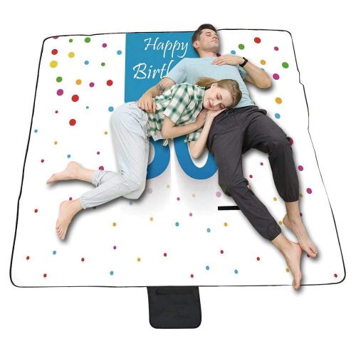  TecBillion 31st Birthday Decorations Outdoor Picnic Blanket,Colorful Vibrant Party Set Up Gifts Candles Flags Confetti Rain Mat for Picnics Beaches Camping,50 L x 78 W