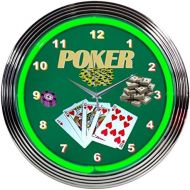 Neonetics Bar and Game Room Poker Neon Wall Clock, 15-Inch