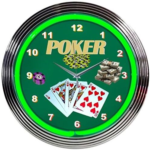  Neonetics Bar and Game Room Poker Neon Wall Clock, 15-Inch
