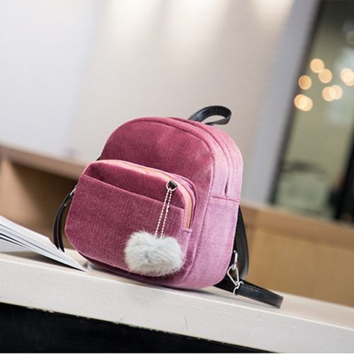 Clearance Sale! ZOMUSA Women Girls Fashion Mini Backpack Shoulder Bag Solid School Bags With Fur Ball