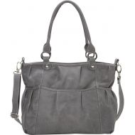 Piel Leather Zippered Cross-Body Tote, Charcoal